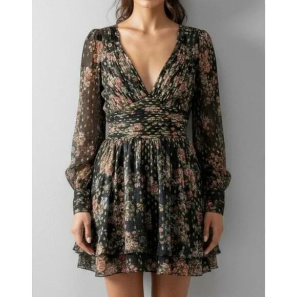 Free People ROCOCO SAND Jane Botta Floral Metallic Ruffle Romper M NWOT $365 - Picture 2 of 10